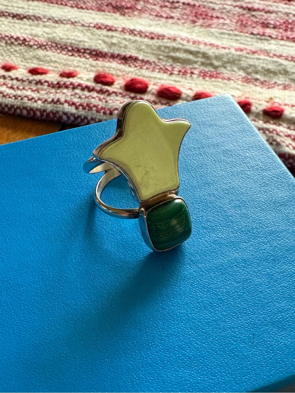 Jay King Silver Ring with Green Malachite Accent (sterling silver)